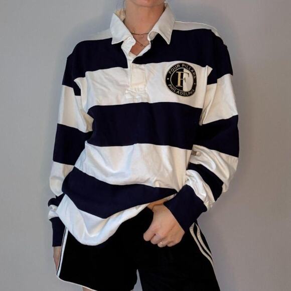 Other Other - NAVY & WHITE RUGBY SHIRT FOUR PILLARS PHILLY SHIRT